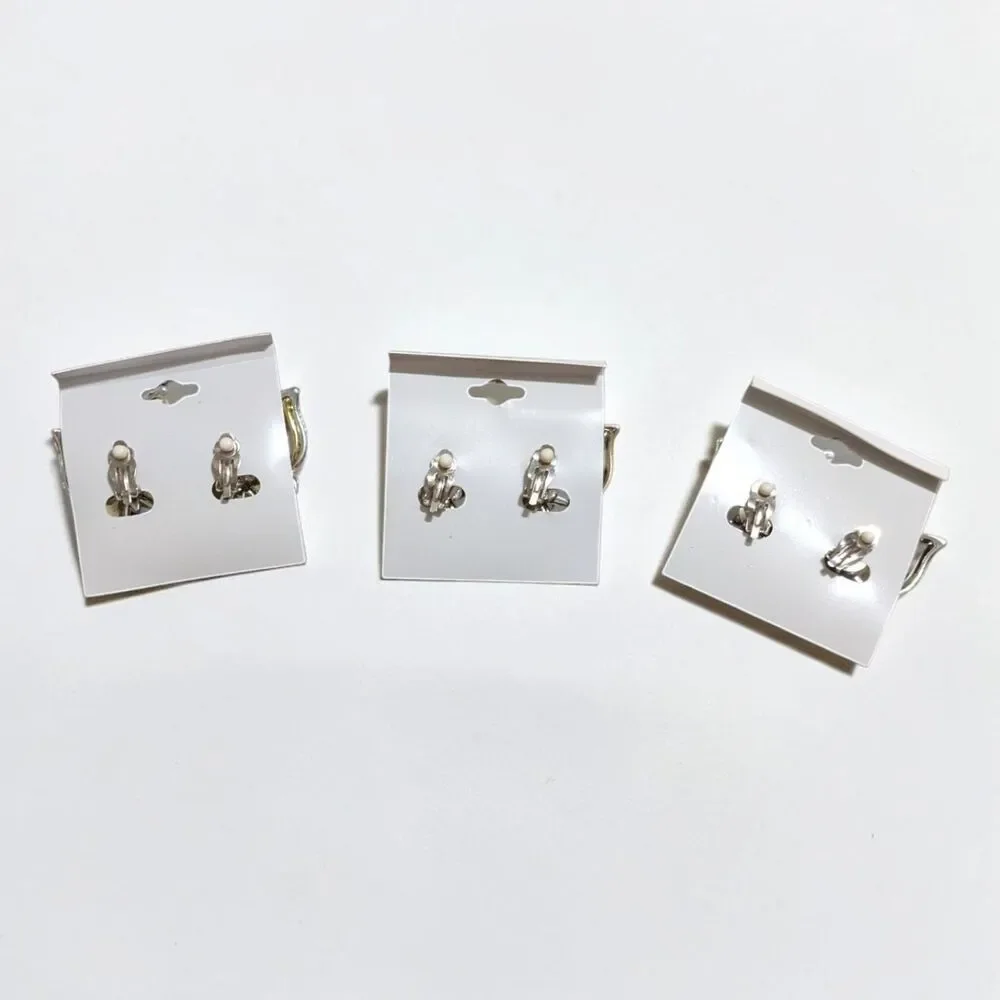 Butterfly Clip On Earrings Lot of 3, Gold Silver Tone, Statement Y2K Jewelry